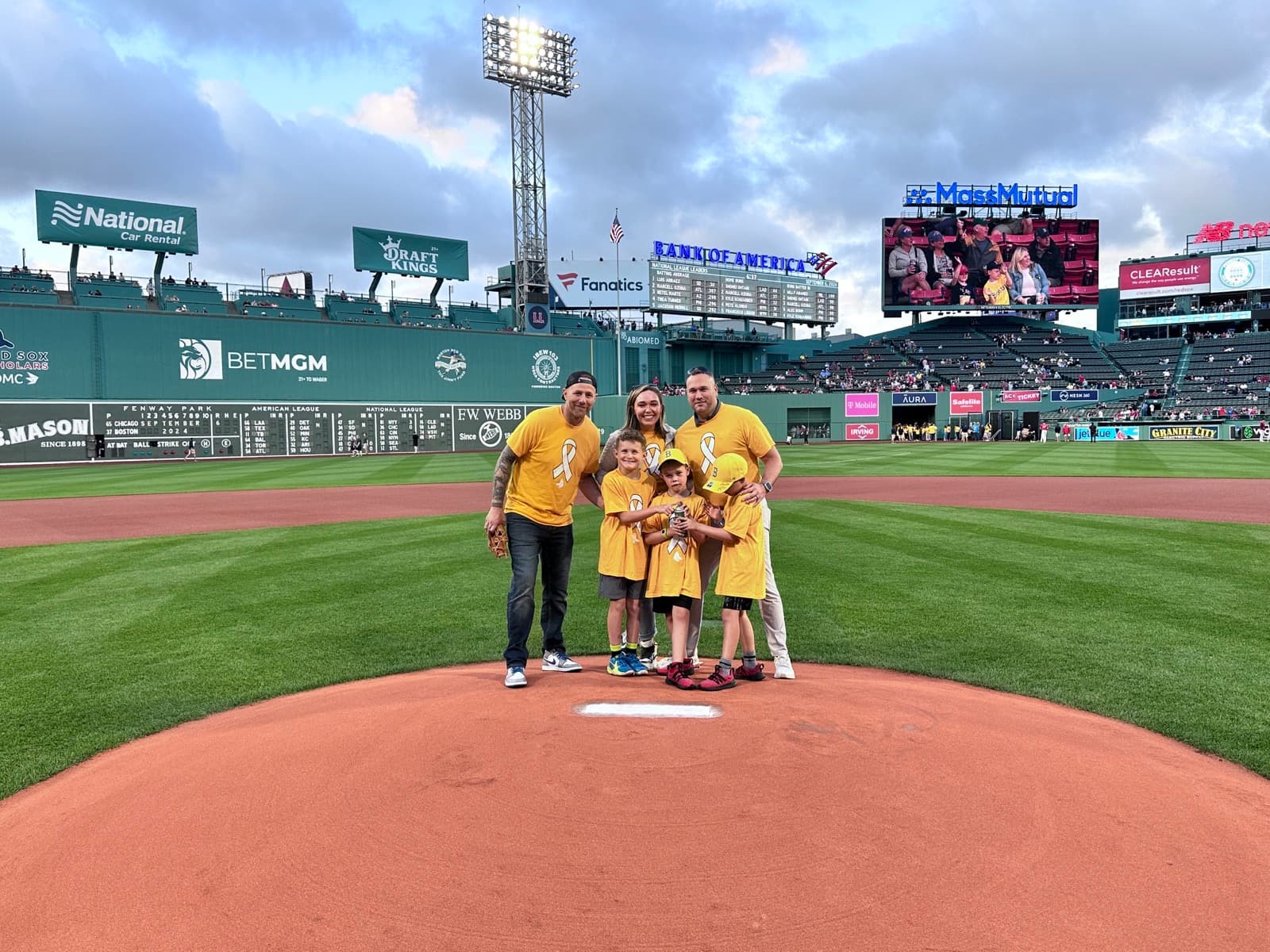 The NRCSF family on the field at Fenway Park — Childhood Cancer Awareness Month 2024